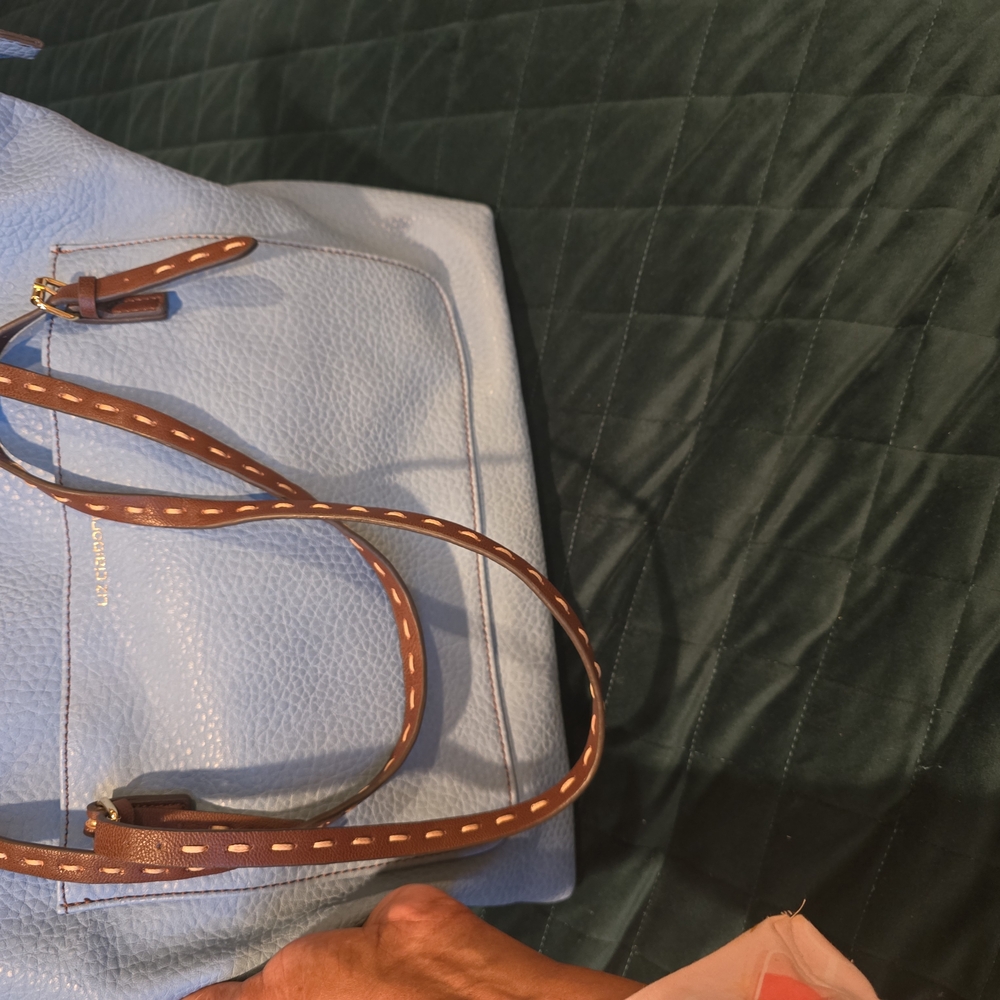 Light Blue Leather Tote Bag